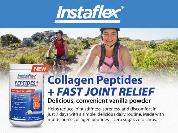 Instaflex Collagen Peptides + Clinical Strength Joint Relief Powder Vanilla, 7.41 oz