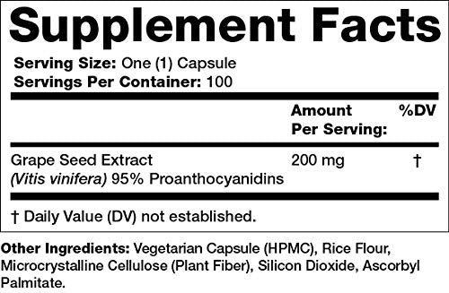 Olympian Labs Grape Seed Extract Capsules 200 mg, 100 Vegetable Capsules