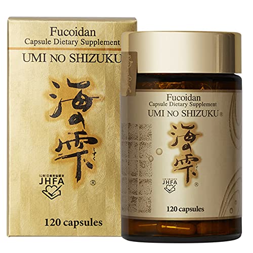 UMI NO SHIZUKU Fucoidan Pure Seaweed Extract Enhanced with Agaricus Mushroom Immune Support Health Supplement, 120 Capsules