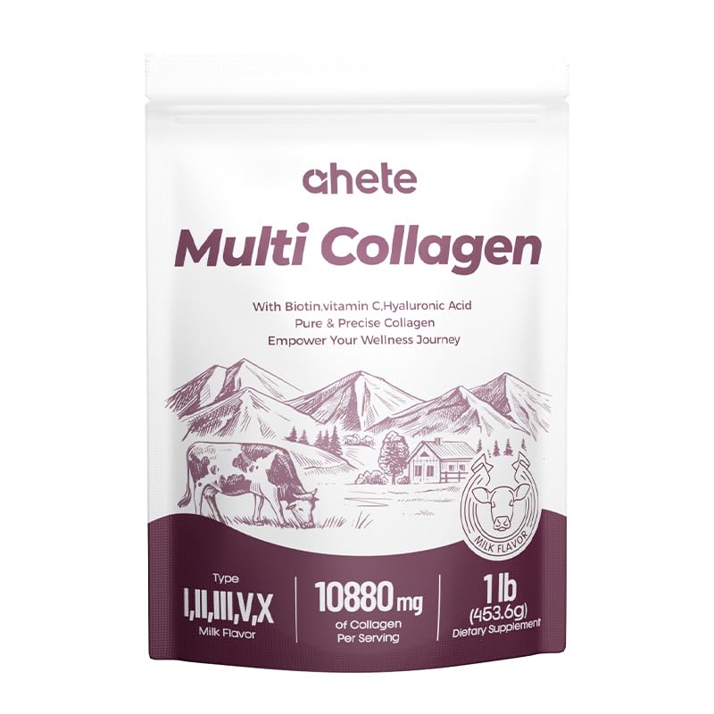 Ahete Multi Collagen Peptides Powder Milk Flavor 12 oz