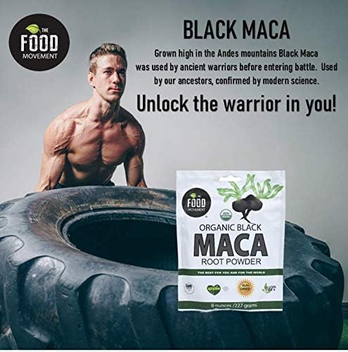 THE FOOD MOVEMENT CO. Black Maca 500mg Capsules, 100 Count