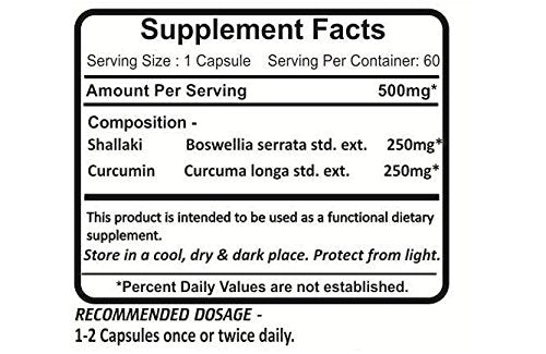 Planet Ayurveda Boswellia Curcumin 500mg Veg Capsules, 2 Bottles