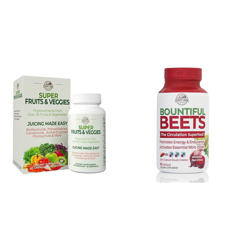 Country Farms Super Fruits Veggies Antioxidant Immune Energy Digestive Capsules Bundle, 150 Capsules