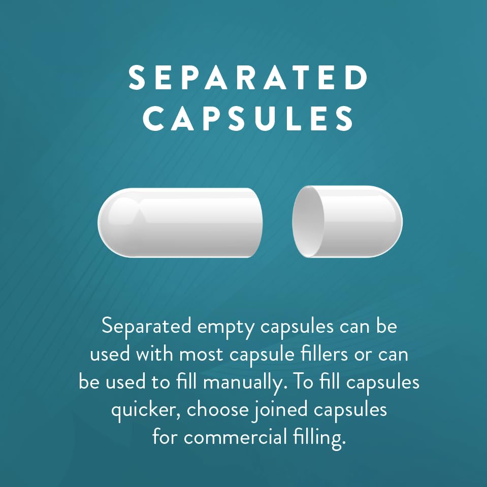 PureCaps USA Empty Gelatin Capsules Size 3, 1,000 Capsules