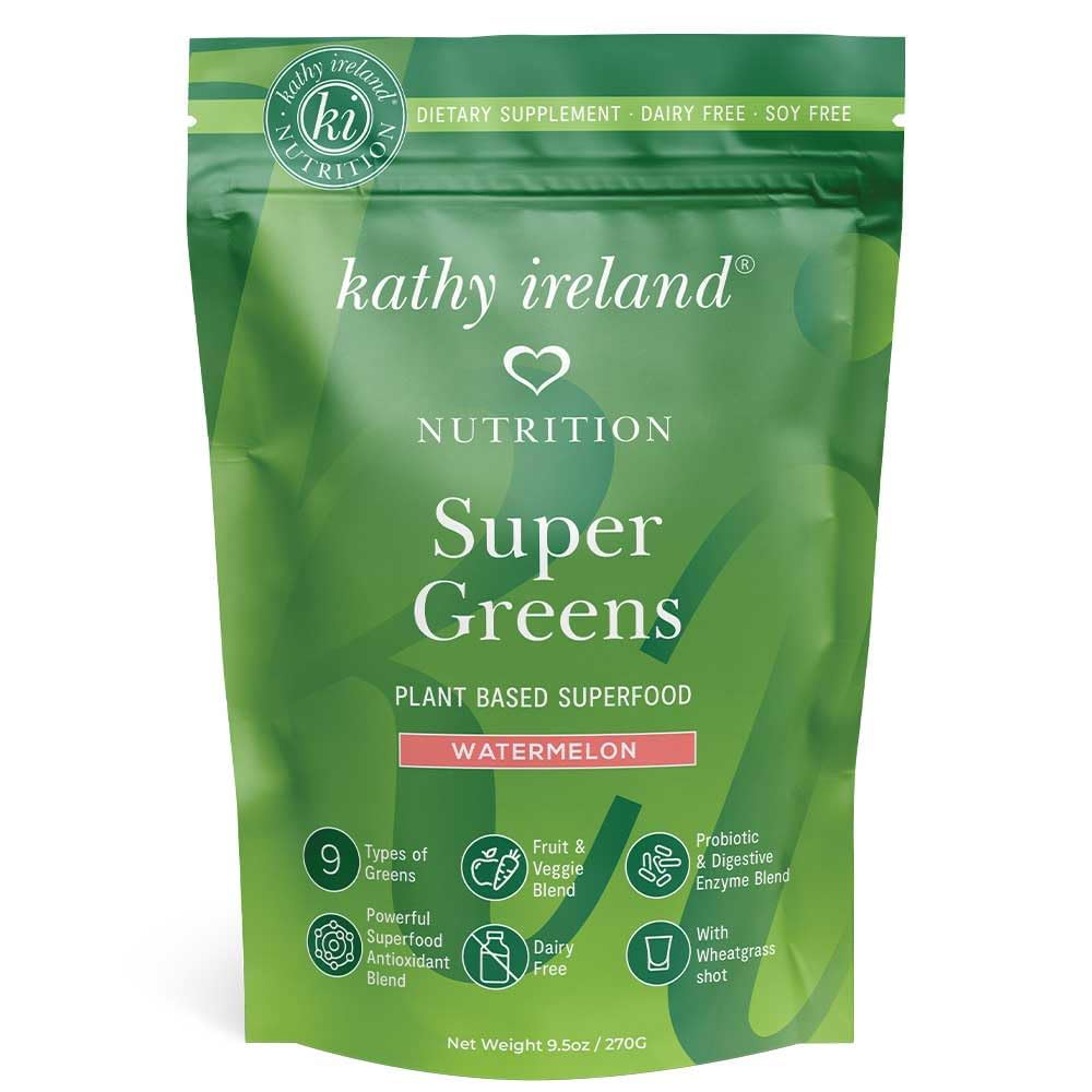 Kathy Ireland Nutrition Plant Based Super Greens Powder Mix Watermelon, 9.5 oz