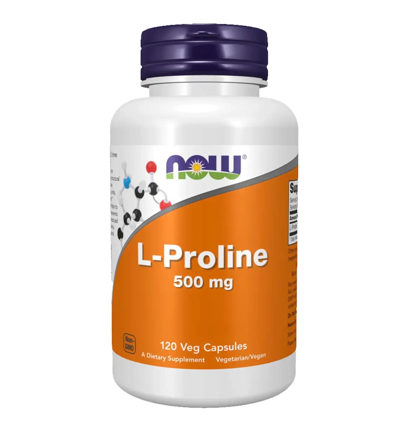 NOW Foods L-Proline 500 mg Capsule, 120 Veg Capsules