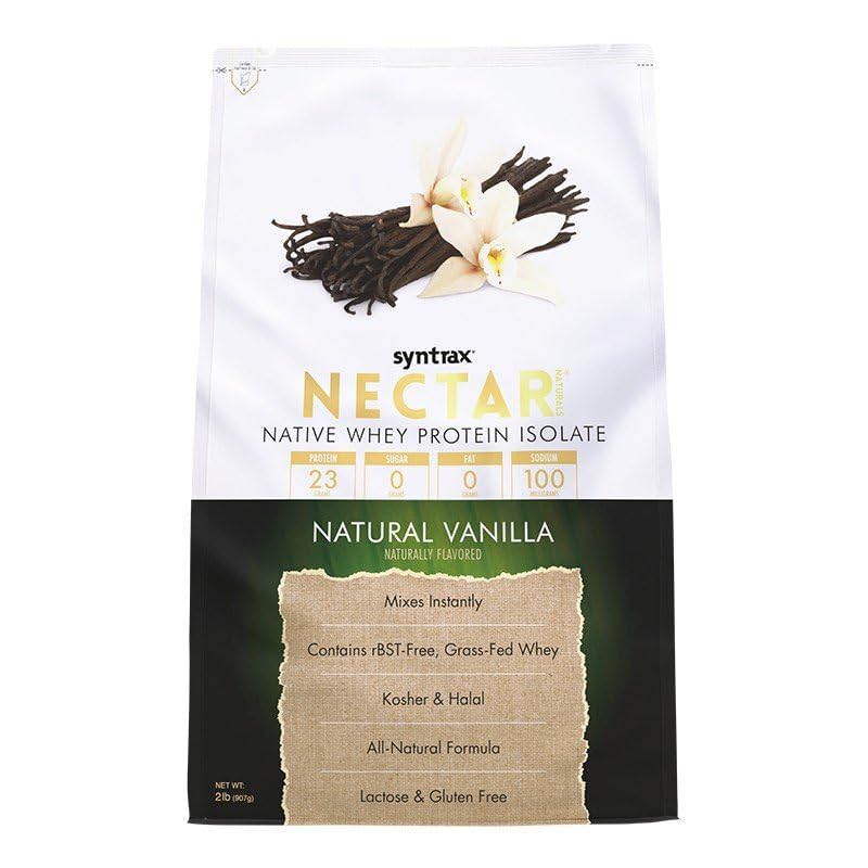 Syntrax Nectar Naturals All Natural Whey Protein Isolate Powder Natural Vanilla, 2 lb, 32 Servings