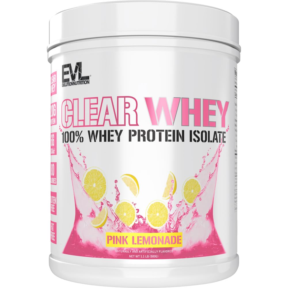 Evlution Clear Whey Protein Isolate Powder 17.6 oz Pink Lemonade