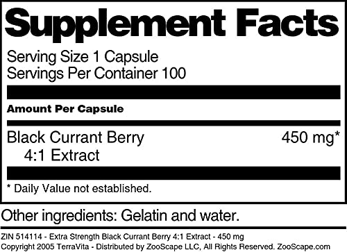 Terravita Extra Strength Black Currant Berry 4:1 Extract - 450 mg Capsule, 300 Capsules