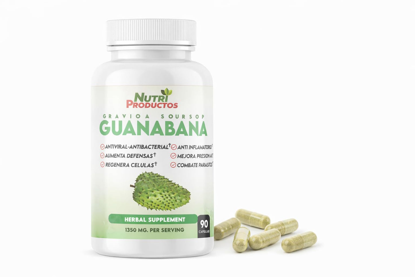 Nutrisalud Products Guanabana Capsules Extra Potent 1350mg per Serving, 180 Capsules
