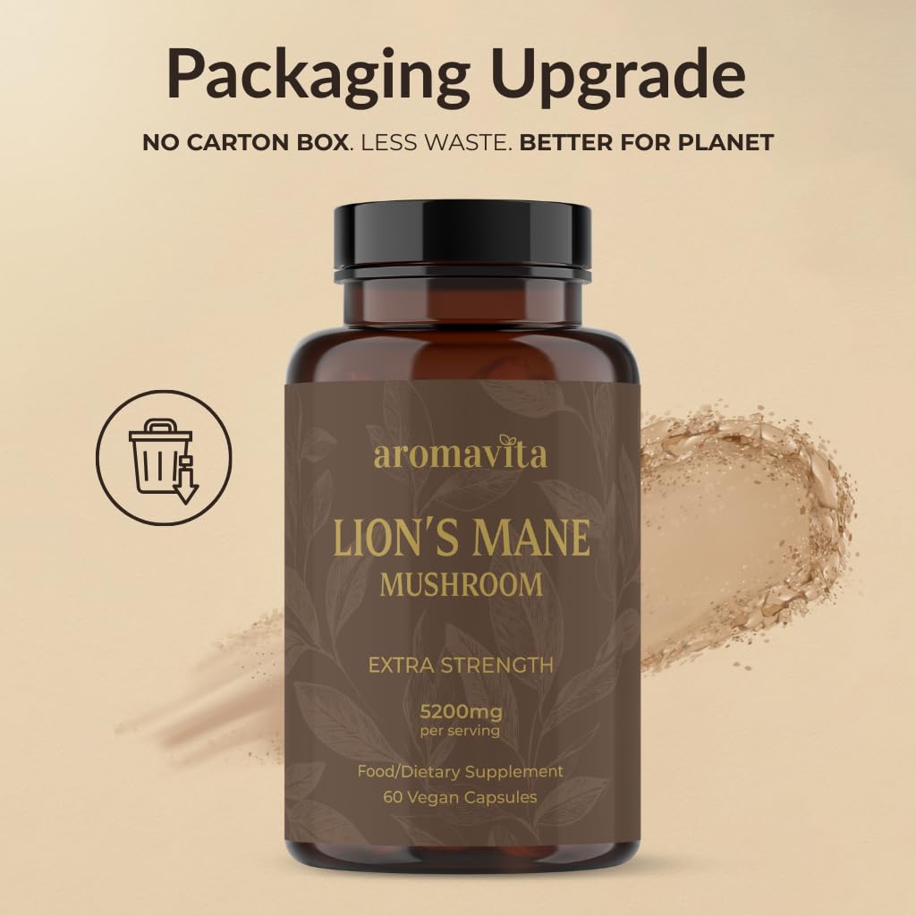 AROMAVITA Lion’s Mane Mushroom Extract 5200mg Capsule, 1 Capsule