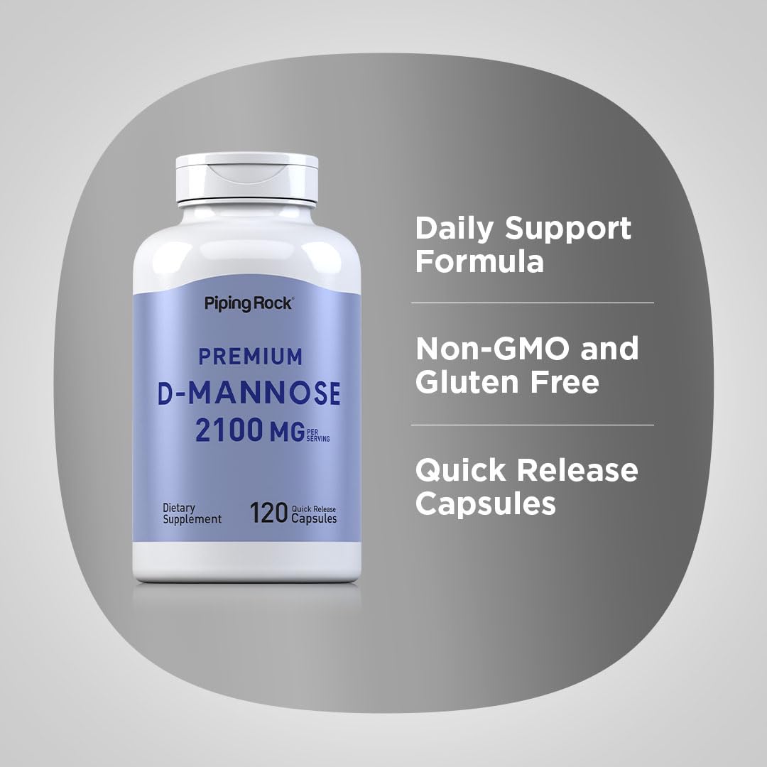Piping Rock D-Mannose Capsules 2100mg, 120 Capsules
