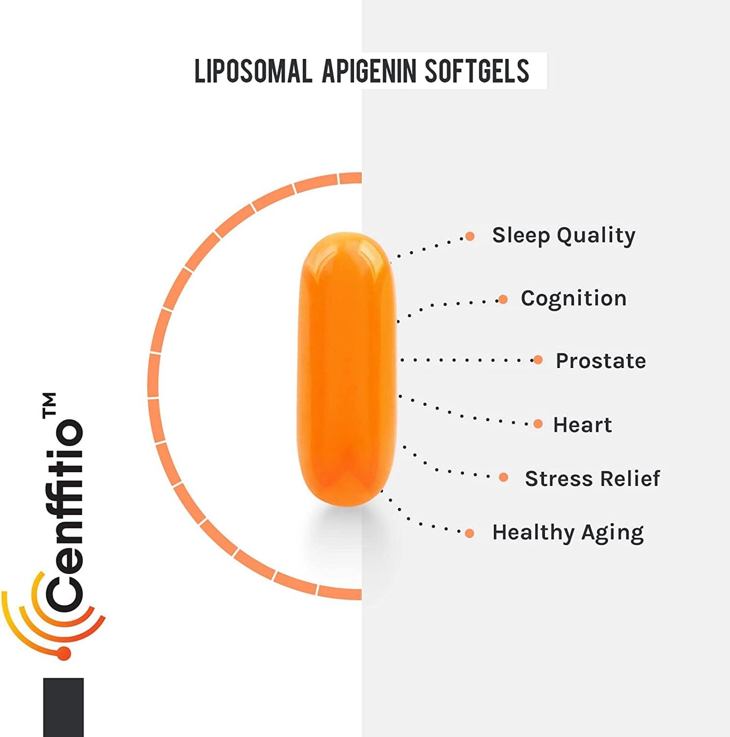 Cenffitio Liposomal Apigenin 500mg Softgels, 120 Count