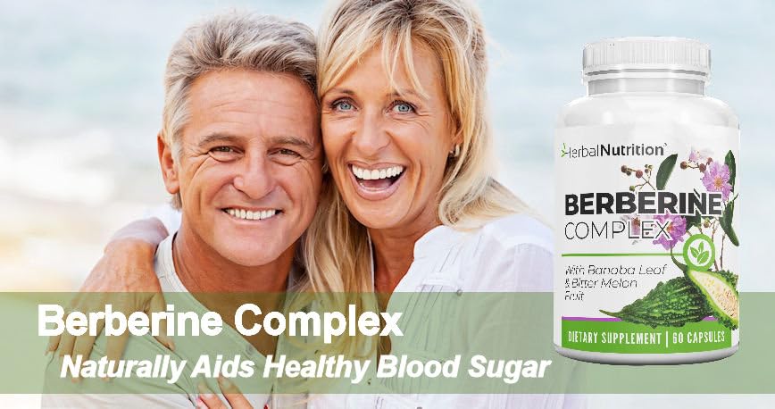 Herbal Nutrition Berberine Complex 1250mg of Berberine HCL, Banaba Leaf and Bitter Melon Extract Capsule, 120 Count