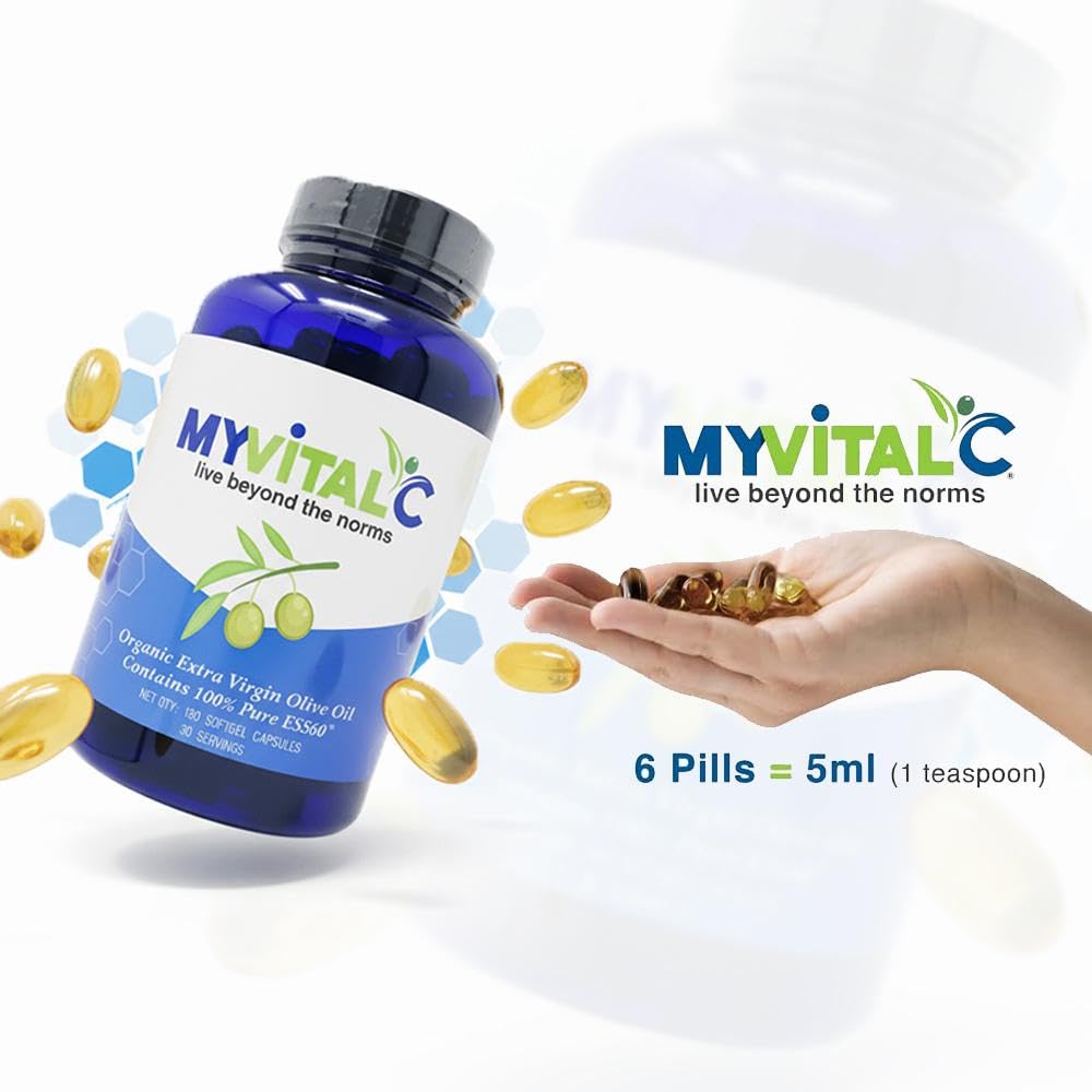 MyVitalC Pure ESS60 Extra Virgin Olive Oil Softgel Capsules, 180 Softgels