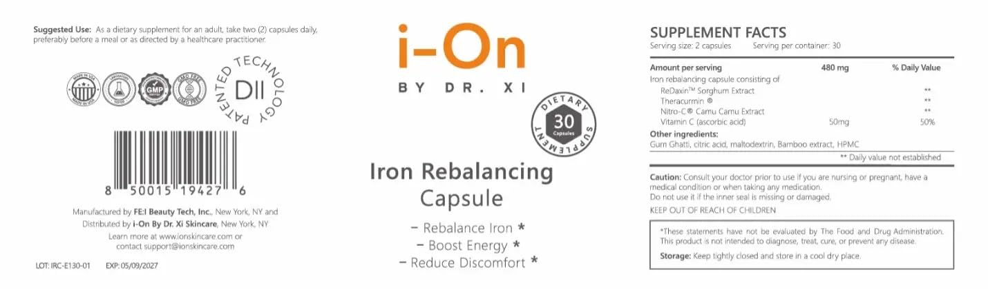 i-On Iron Rebalancing Capsules with ReDaxin, Theracurmin, Camu Camu & Vitamin C – Daily Wellness & Nutritional Support, 30 Capsules