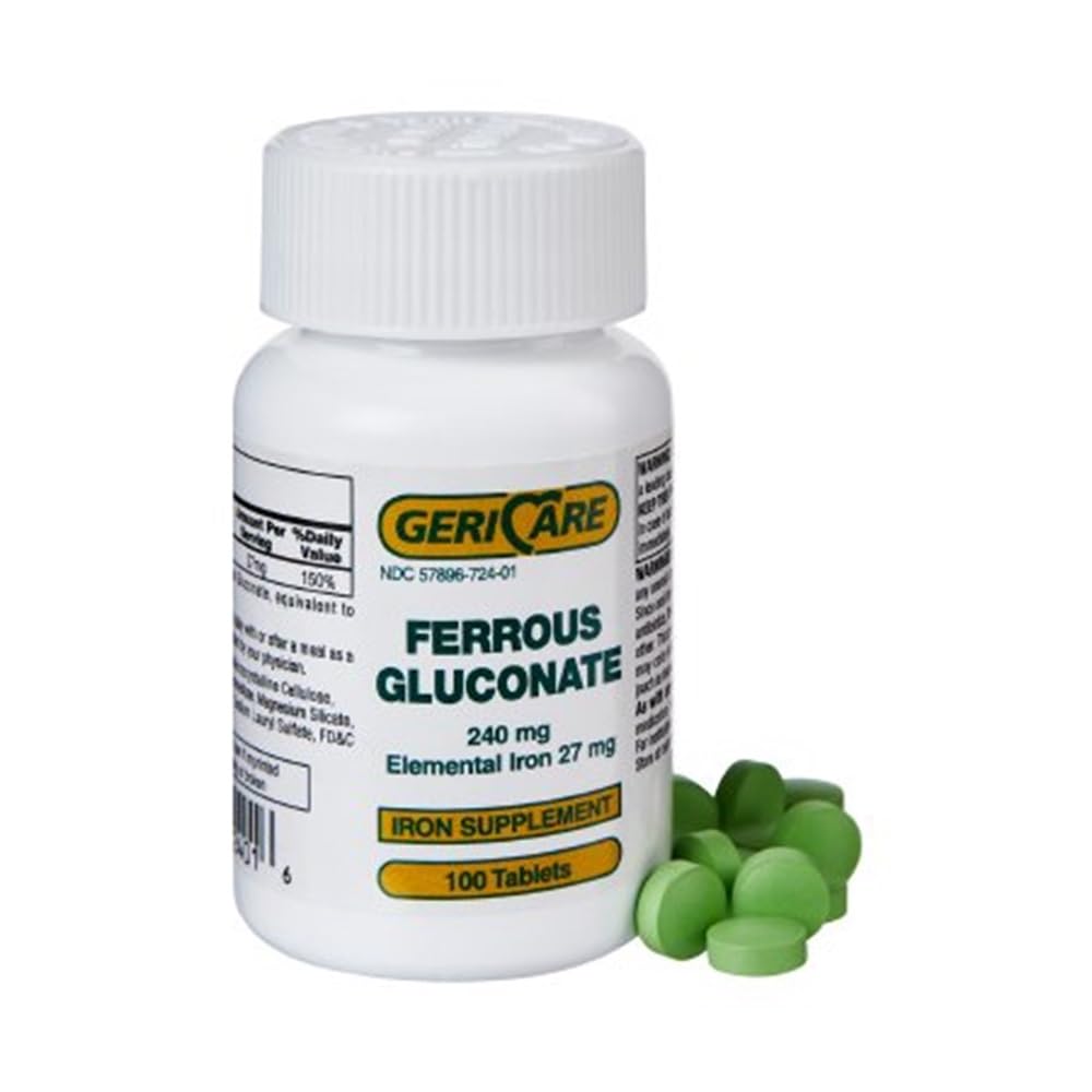 GeriCare Ferrous Gluconate 240mg Tablets, 600 Tablets