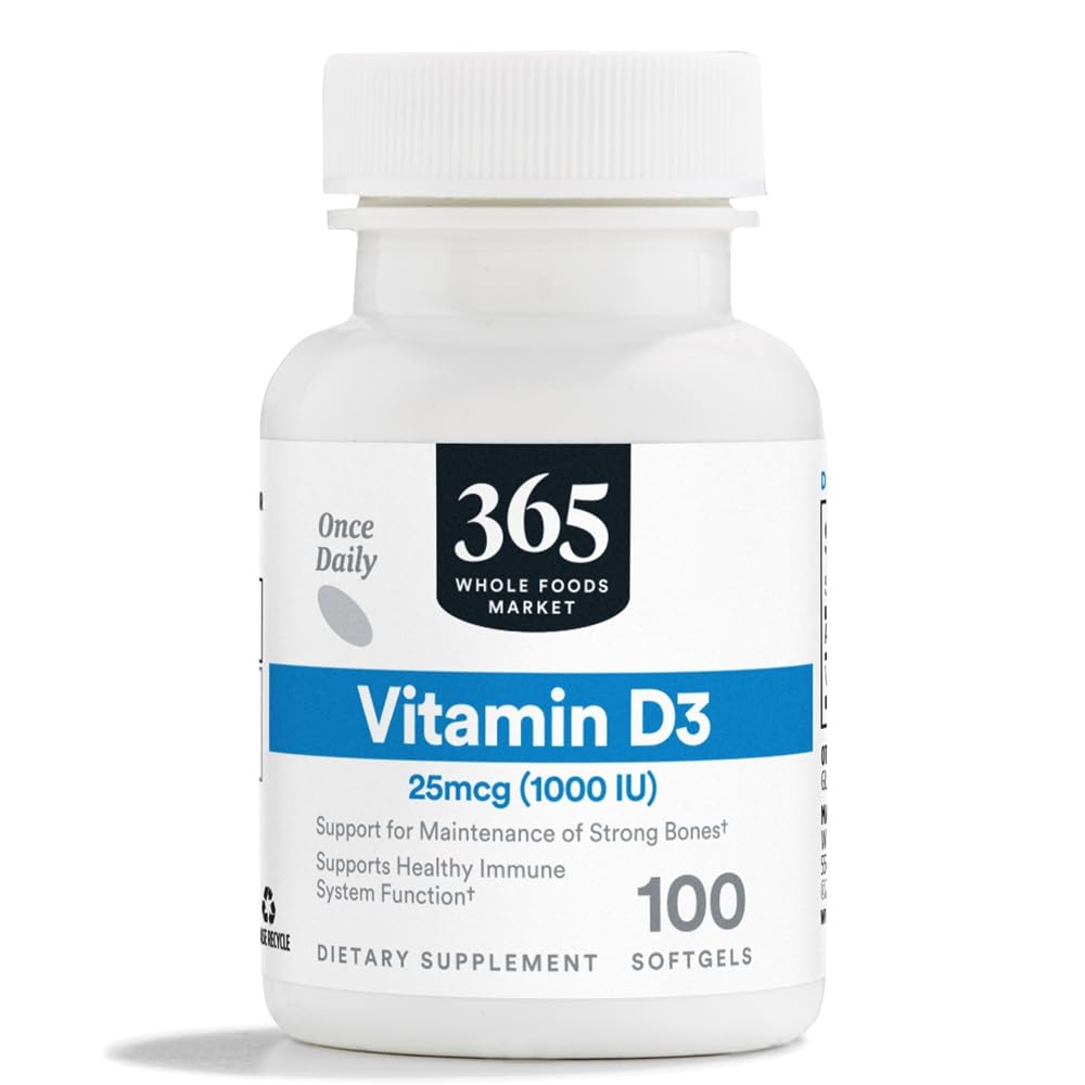 365 by Whole Foods Market Vitamin D3 Softgels, 100 Count