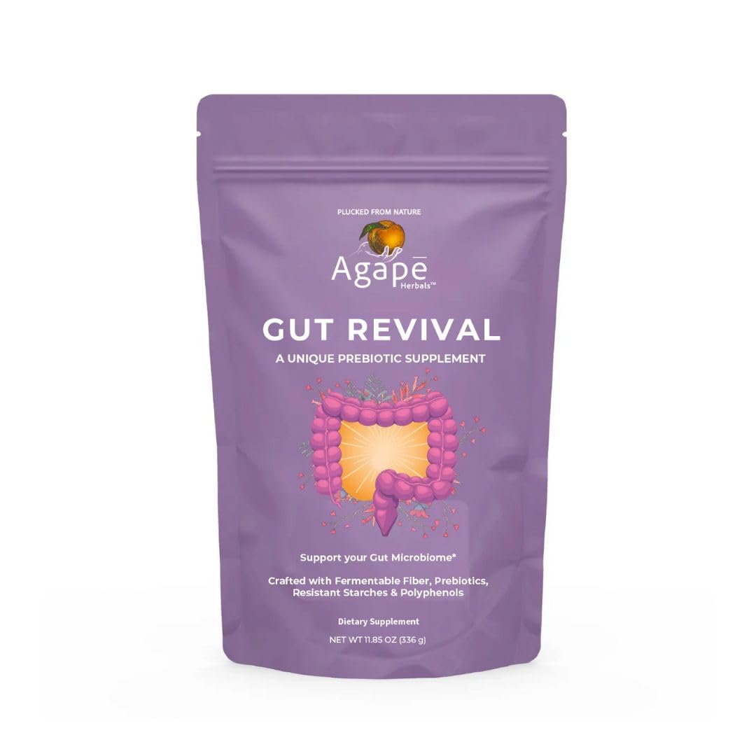 All In Nutritionals Agapē Herbals Gut Revival – Vegan Prebiotic Fiber Superfood Powder, 11.85 Ounce (Pack of 1)