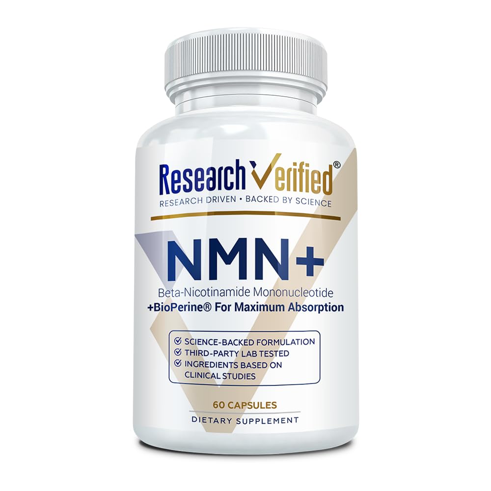 Research Verified NMN - Boost Cellular Energy, Support Healthy Aging & Vitality - 500mg Pure NMN Capsules, 60 Count