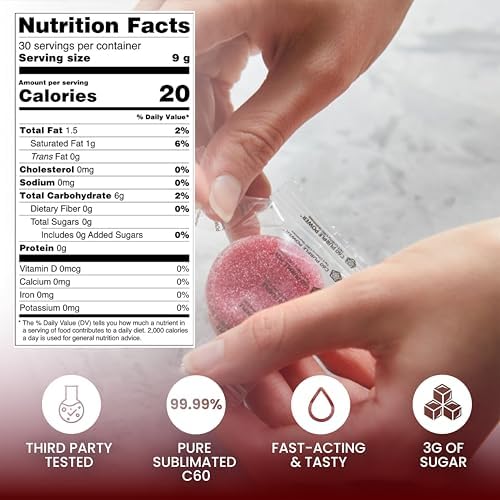 C60 Purple Power C60 Power Sugar-Free C60 Gummies, Antioxidant Support, 30 Count