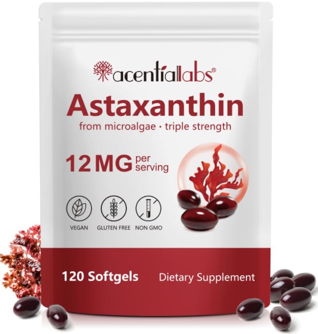 AIQIUSHA Astaxanthin Supplements 12mg with Coconut Oil Gummies, 120 Count