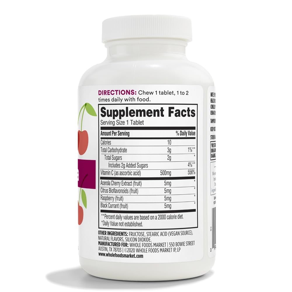 365 by Whole Foods Market Chewable C + Acerola C 500mg, 90 Tablets
