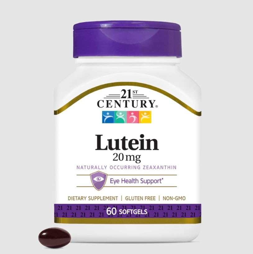 21st Century Lutein 20 mg Softgels, 180 Count