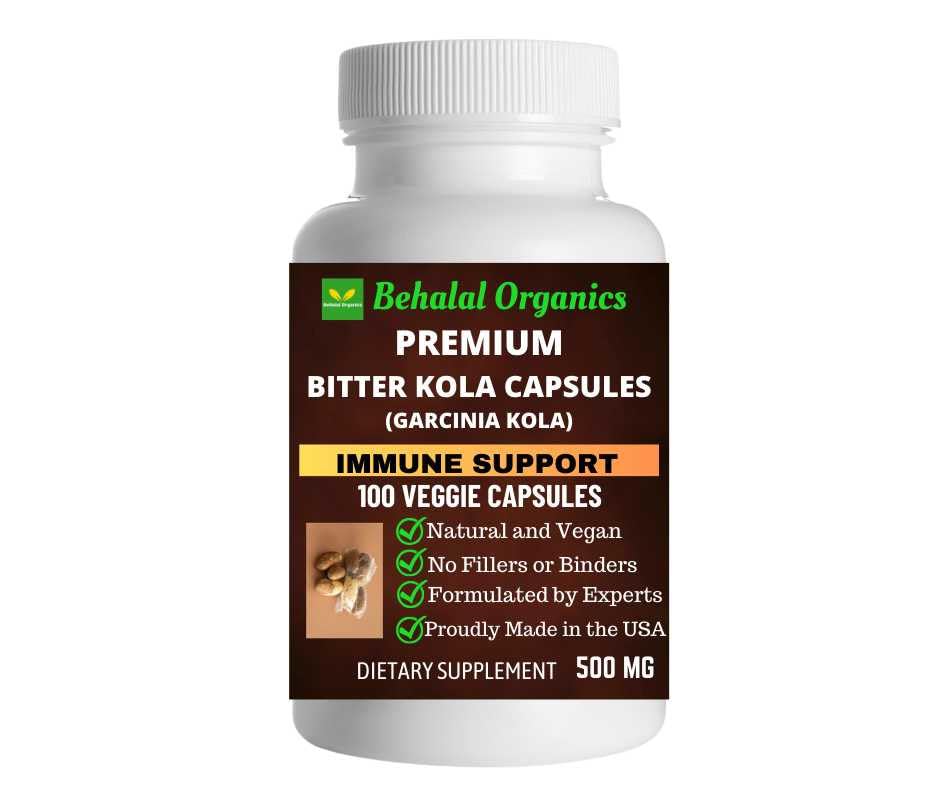 Behalal Organics Bitter Kola Supplement Capsules, 500mg Each, Quick Release Formula, 100 Count