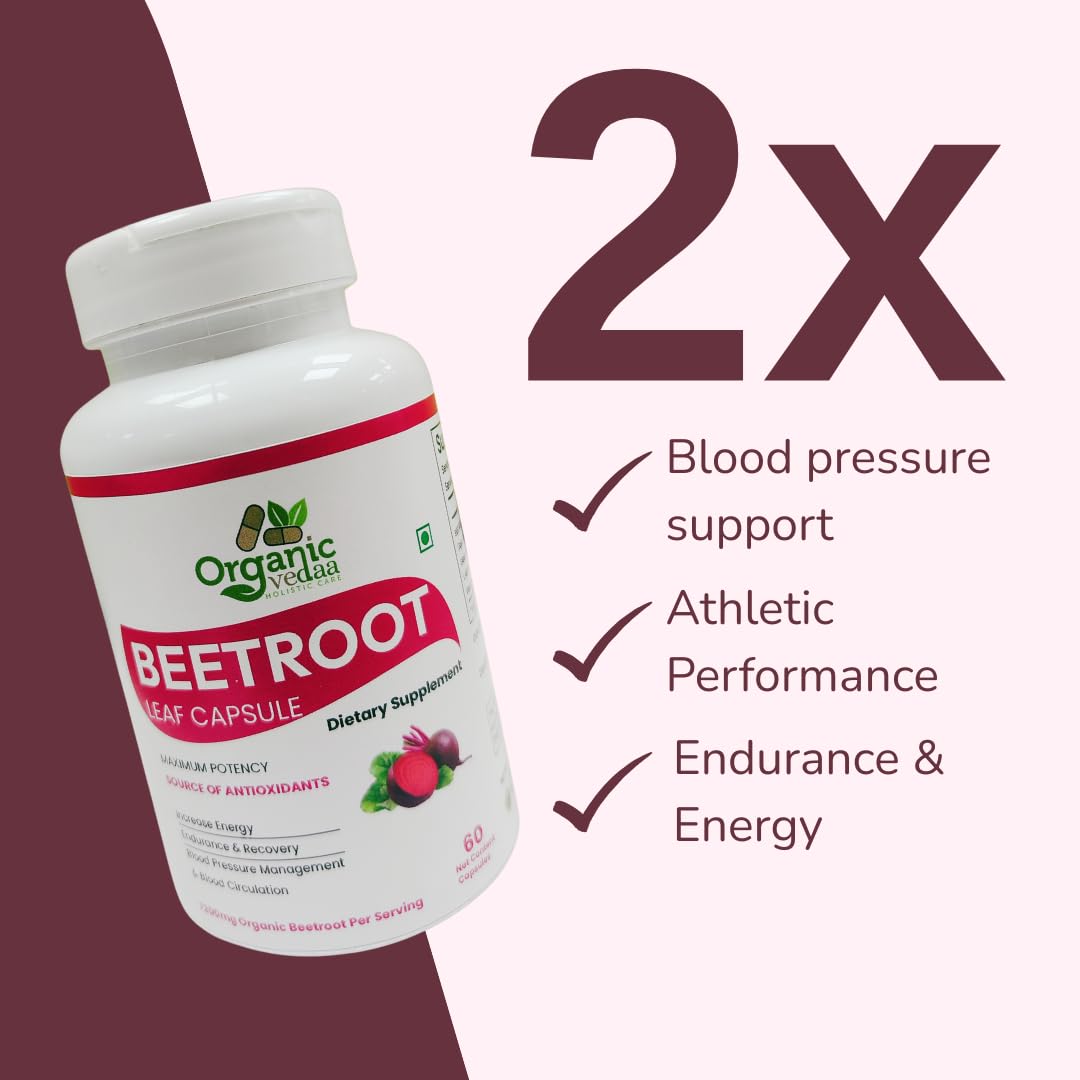 Organic Vedaa Holistic Care Beet Root Fiber Capsules, 60 Capsules