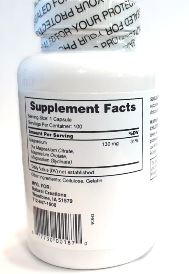 Generic Magnesium Complex Supplement 100 Capsules