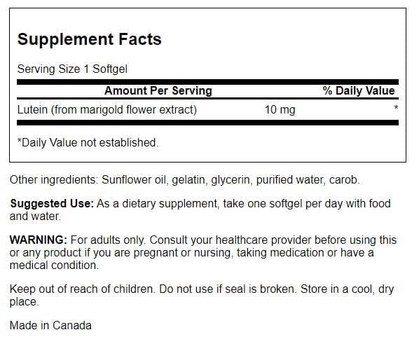 Swanson Lutein 10 Milligrams Softgels 60
