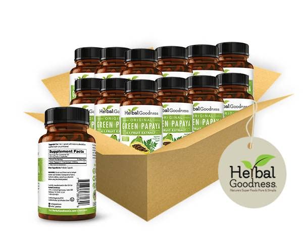 Herbal Goodness Green Papaya Fruit Capsules, 30