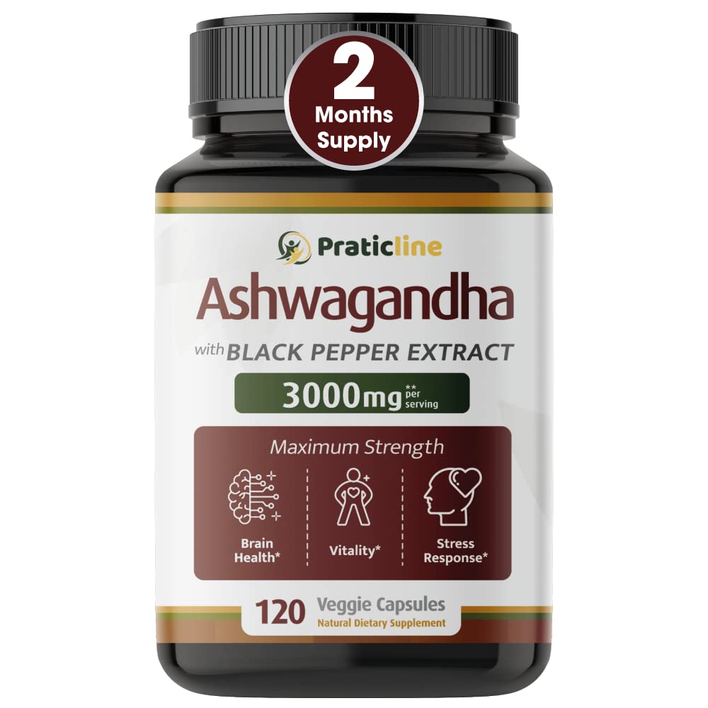 PRATIC LINE Ashwagandha Capsules 3,000 mg 120 Count