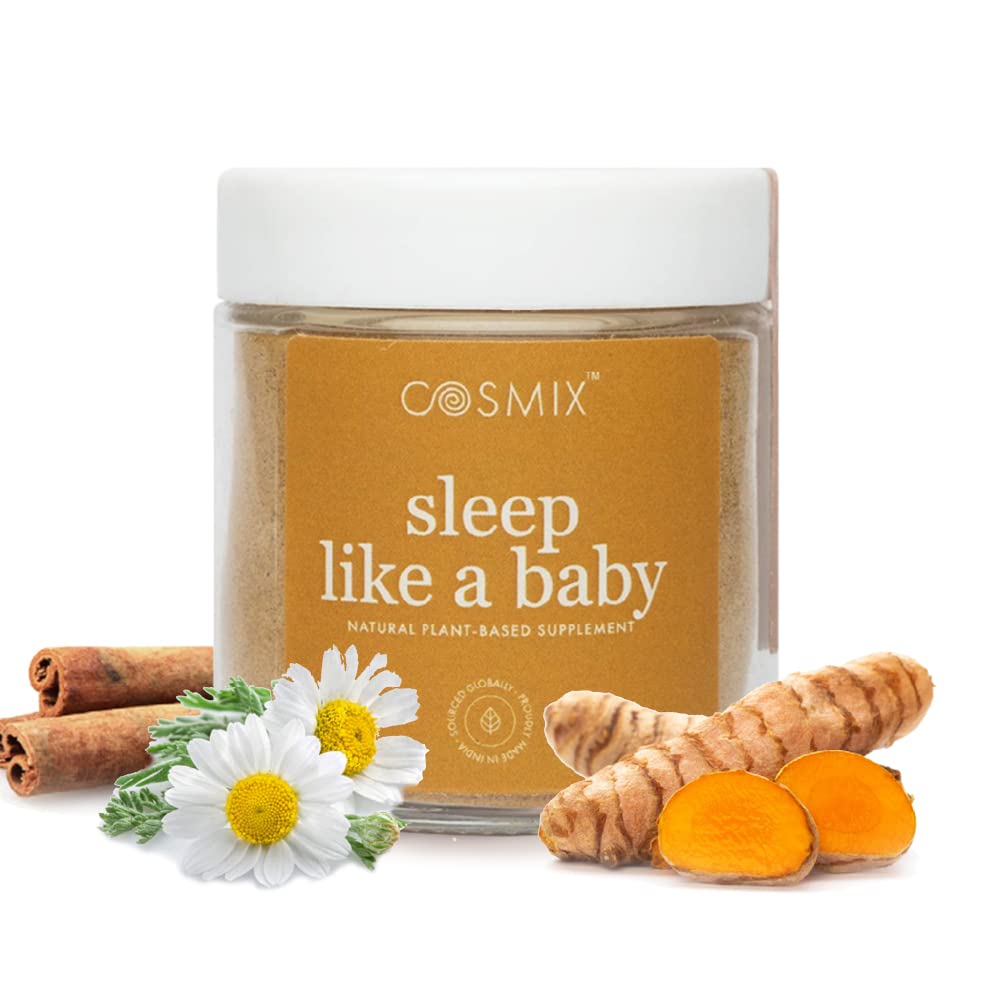 Cosmix Sleep Like A Baby Plant-Based Sleep Supplement with Jatamanshi & Turmeric Latte Powder, 2.12 oz