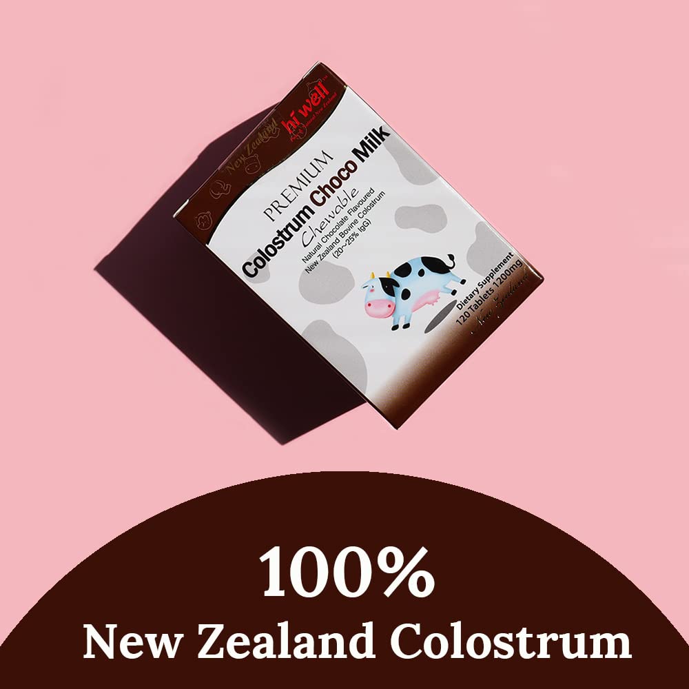 Hi Well Pure & Natural New Zealand Grass-Fed Colostrum Choco Milk Tablets, 150