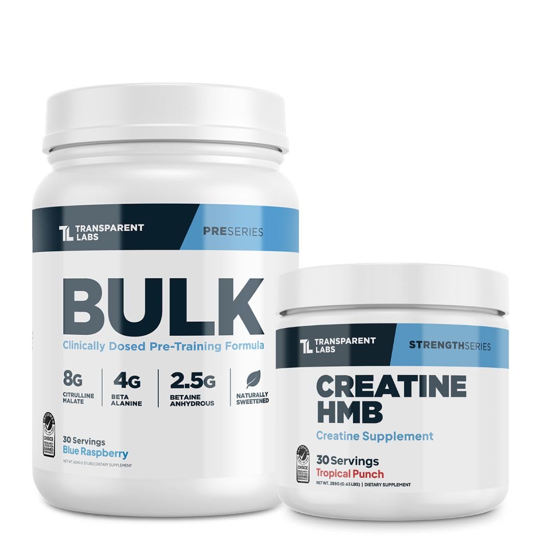 Transparent Labs Bulk Pre-Workout Powder & Creatine HMB 30 Servings Each