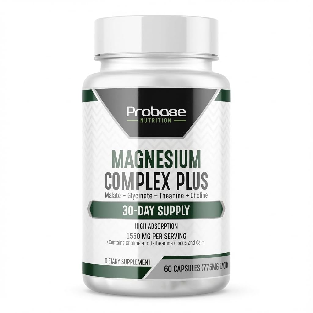 Probase Nutrition Magnesium Complex Plus with Glycinate, Malate, L-Theanine and Choline 60 Capsules