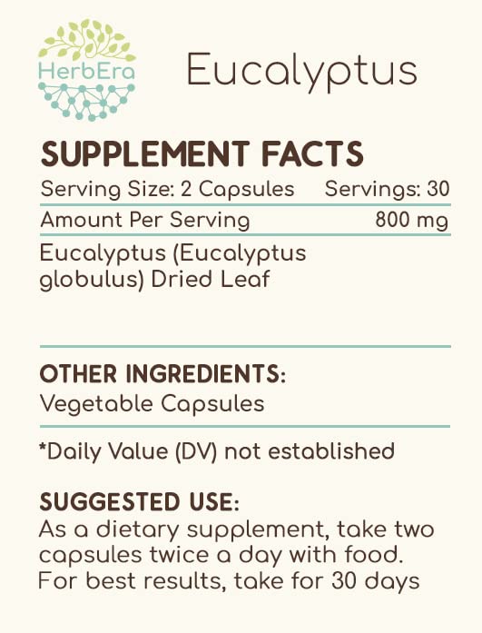 HerbEra Eucalyptus Dried Leaf Capsules, 120 Count