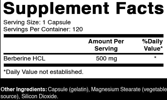 Oxify Berberine 500 mg Capsules, 120 Count