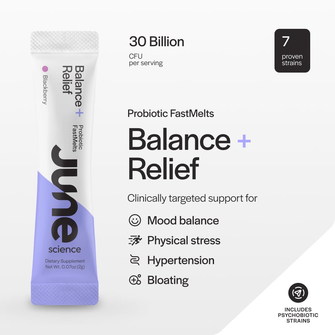 June Science Balance + Relief Fast Melt Pre + Probiotic for Mood & Stress Powder 2.1 oz