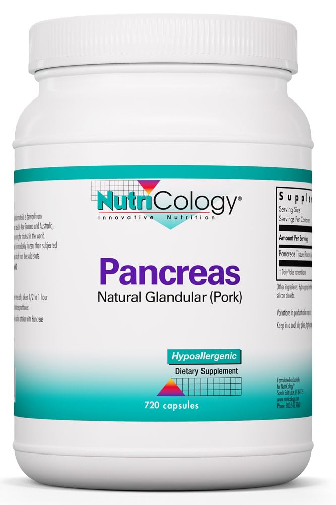 Allergy Research Group Pancreas Natural Glandular 425 mg Pork Capsules 720