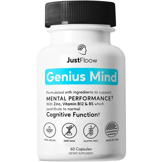 JustFloow Genius Mind Nootropic Brain Supplement Capsule 60 Count