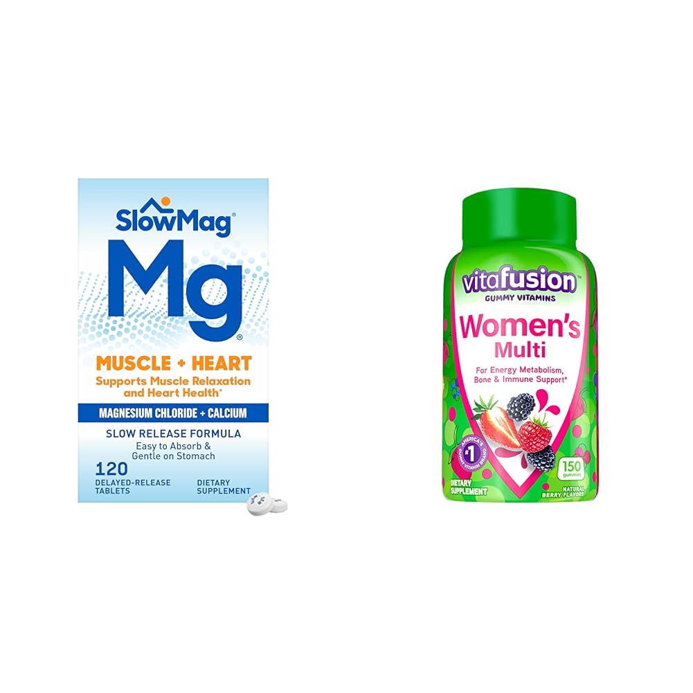 Slow-Mag Muscle + Heart Magnesium Chloride with Calcium Supplement 120 Count