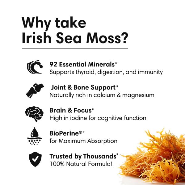 Sherpa Gold Organic Irish Sea Moss Capsules, 60 Capsules