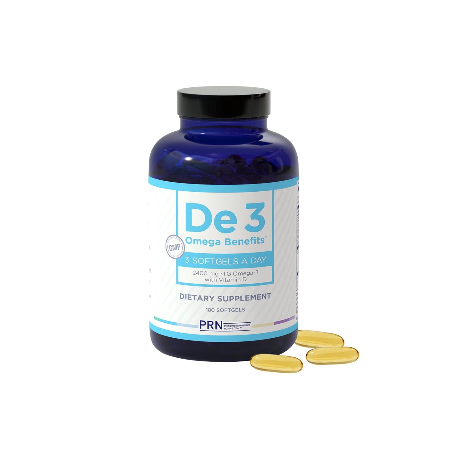 PRN Physician Recommended Nutriceuticals De3 Occasional Eye Dryness rTG Omega 3 Supplement Capsules, 180 Count