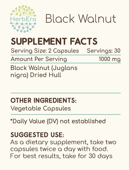 HerbEra Black Walnut Capsules, 60 Count