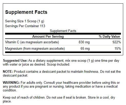 Swanson Buffered C Magnesium Ascorbate Capsules 4 Count