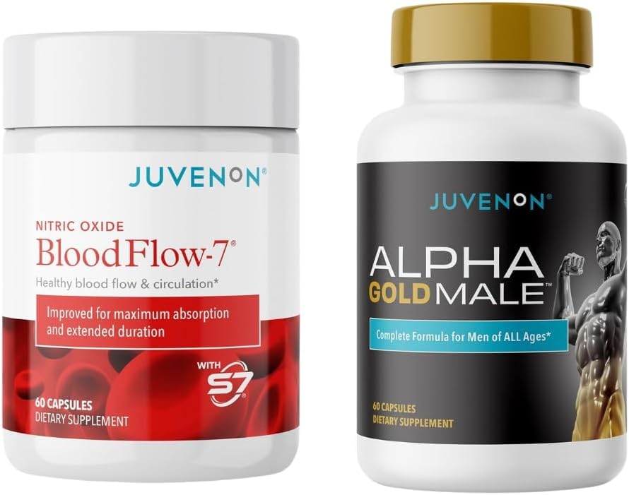 Juvenon Maximum Male BloodFlow-7 Nitric Oxide Supplement with Nitrosigine + Alpha Gold Male Capsules, 30 Capsules