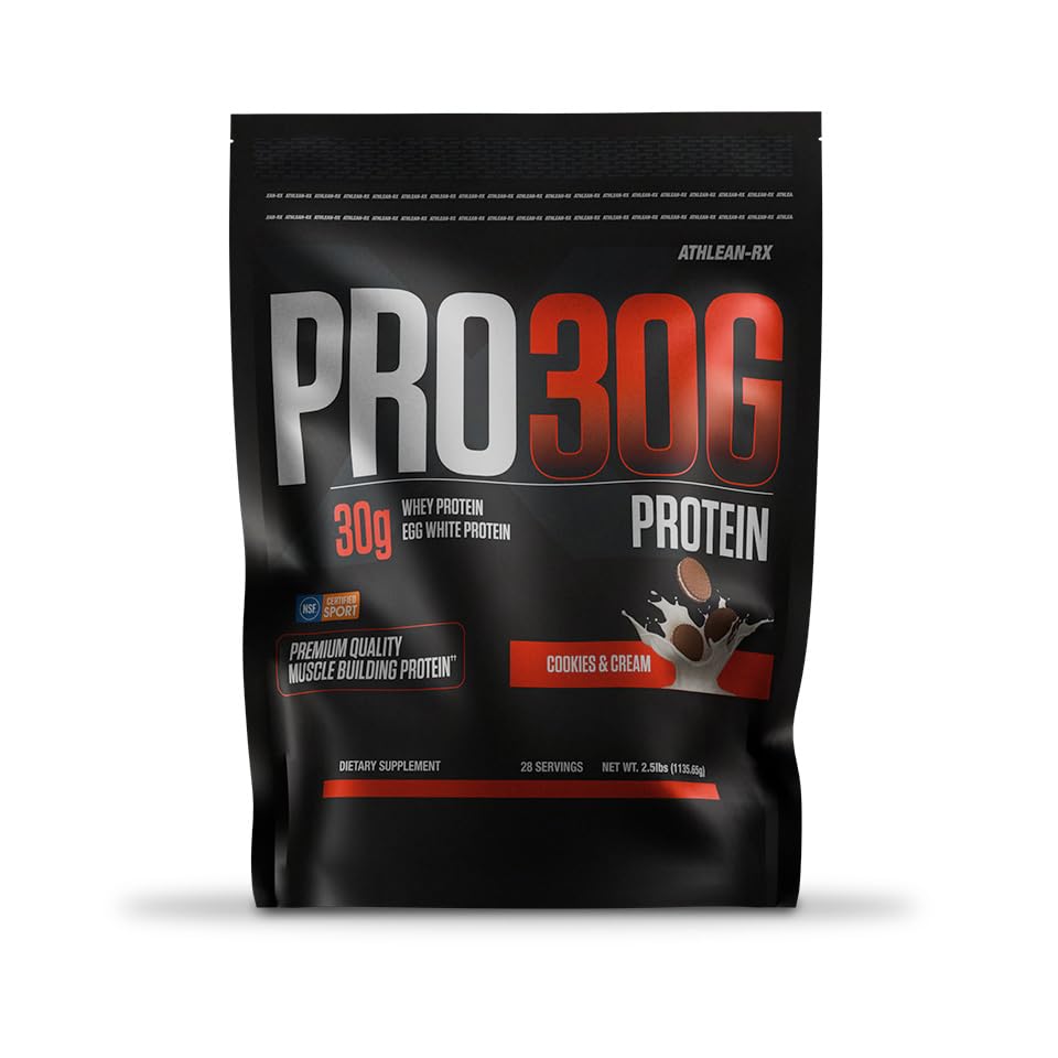 ATHLEAN-RX Premium Whey Protein Isolate Powder Cookies and Cream, 44.48 oz